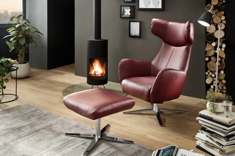 KAWOLA Sessel RANDY Drehsessel Leder rot