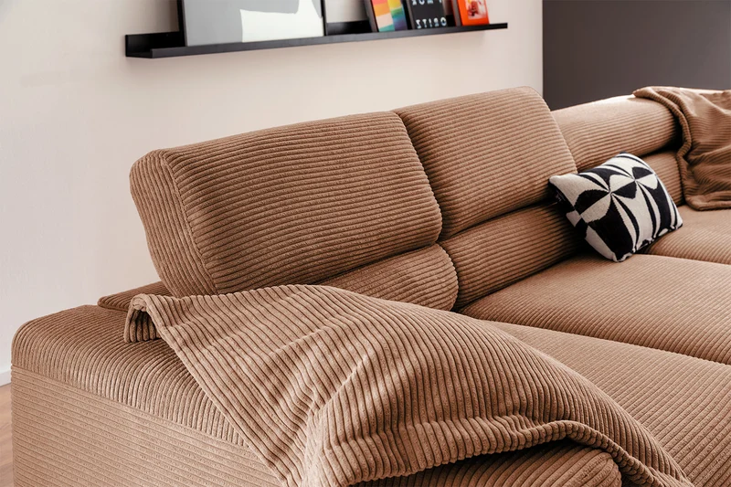 KAWOLA Sofa DELIA Ecksofa Cord rost