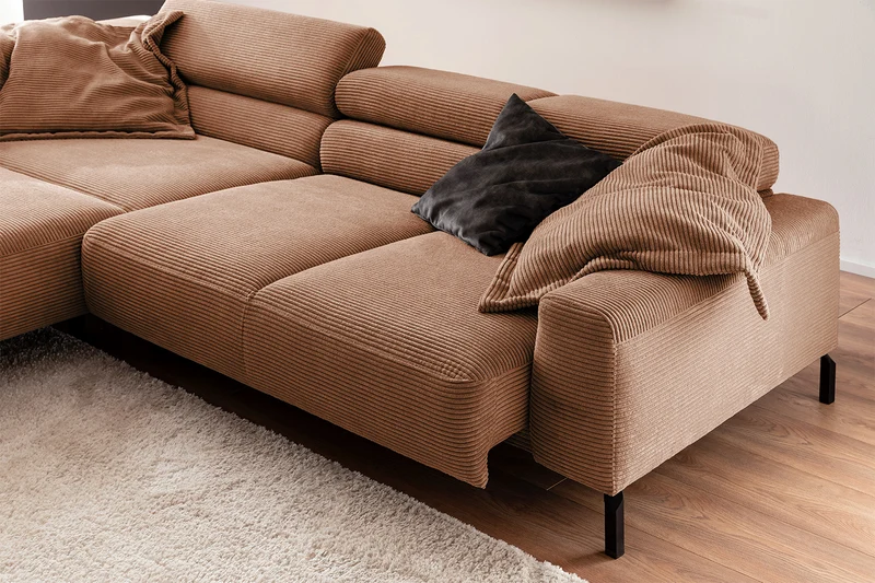 KAWOLA Sofa DELIA Ecksofa Cord rost