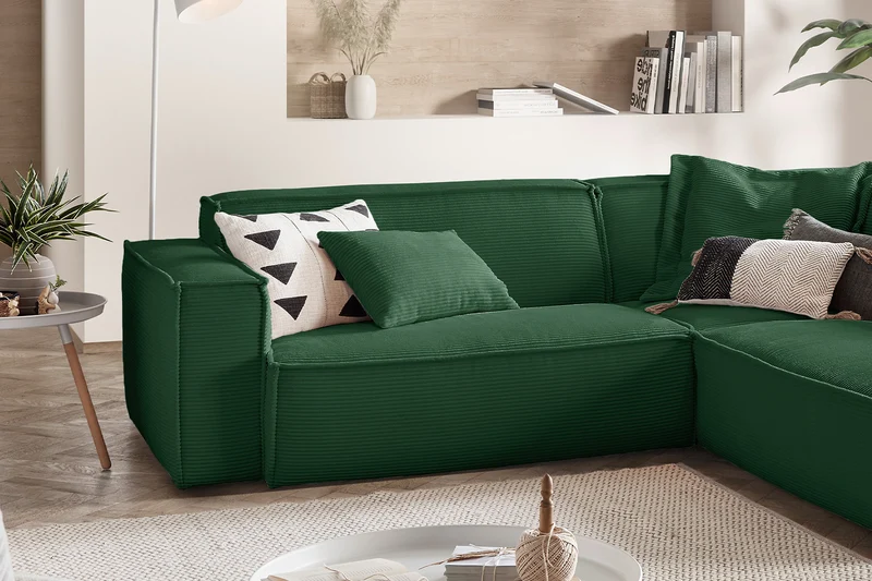 KAWOLA Sofa SAMU Ecksofa Cord smaragd