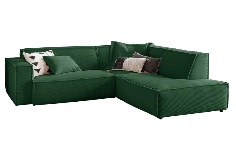 KAWOLA Sofa SAMU Ecksofa Cord smaragd