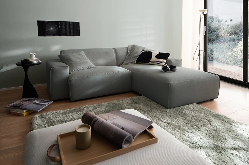 KAWOLA Sofa RANI Ecksofa Feincord anthrazit
