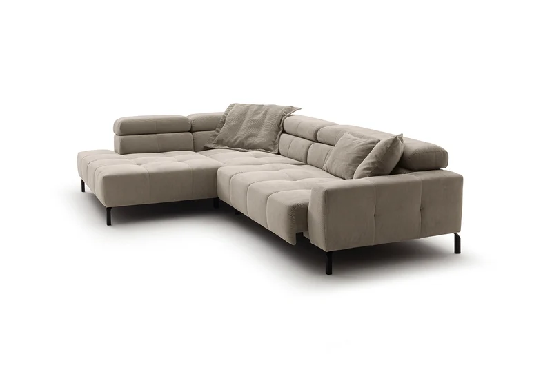 KAWOLA Sofa OHIO Ecksofa Feincord beige