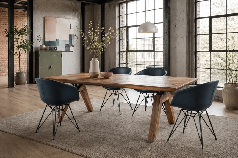 4x KAWOLA Stuhl DANI Esszimmerstuhl Vierfuß Kunstleder blau