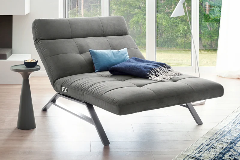 KAWOLA Doppelliege AMERIVA Relaxliege Maxi Velvet silber
