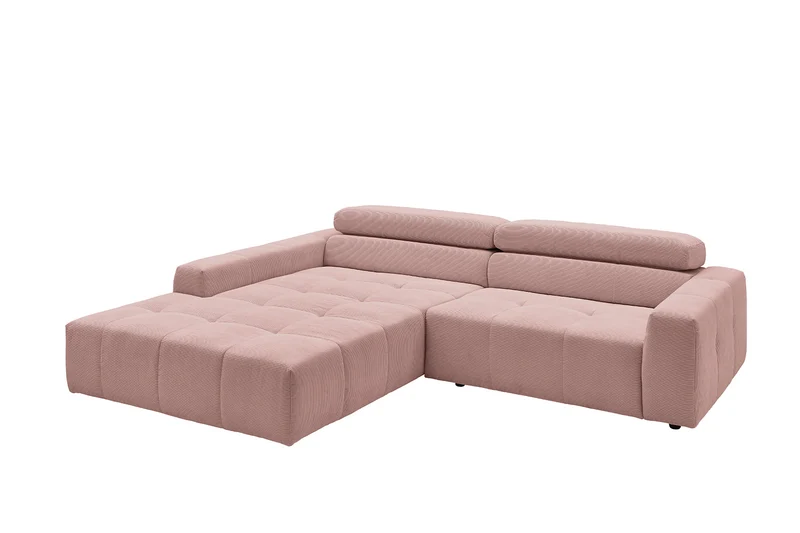 KAWOLA Sofa RENO Ecksofa Feincord rosa