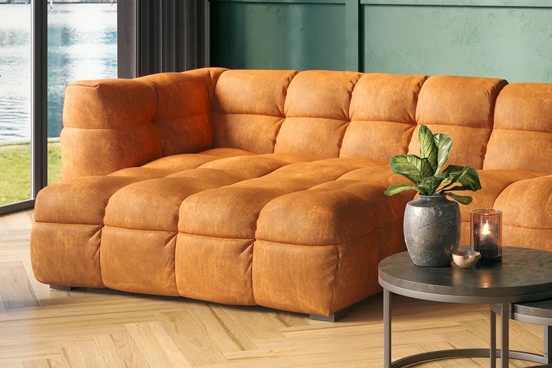KAWOLA Sofa ROSARIO Ecksofa Velvet gold