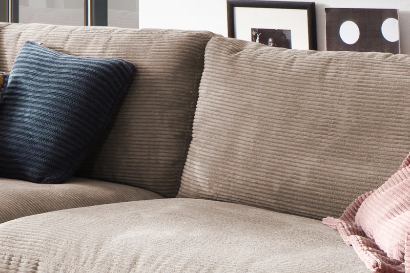 KAWOLA Sofa MADELINE 3-Sitzer Cord taupe