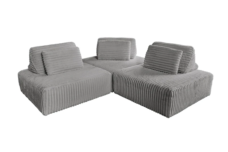 KAWOLA Modulsofa WIOLO SOFT 3 Module 3 Rückenkissen Weicher Breitcord grau