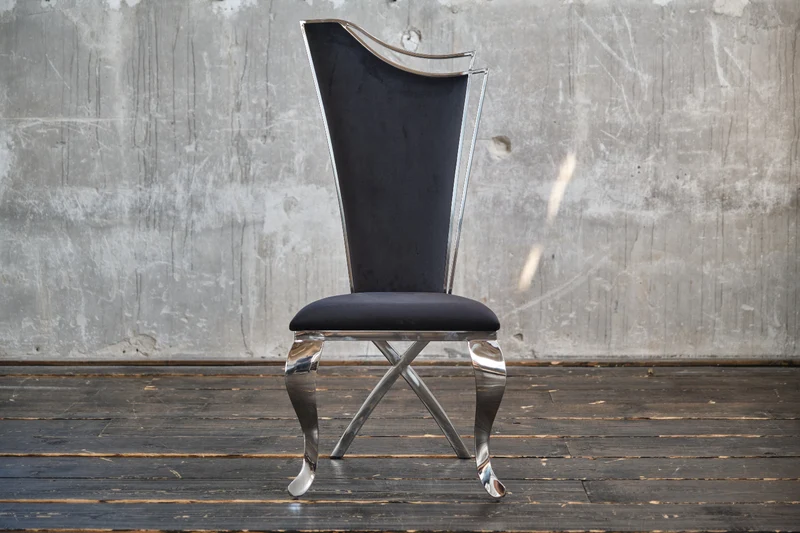 KAWOLA Stuhl AMALIA Esszimmerstuhl Barock Velvet schwarz