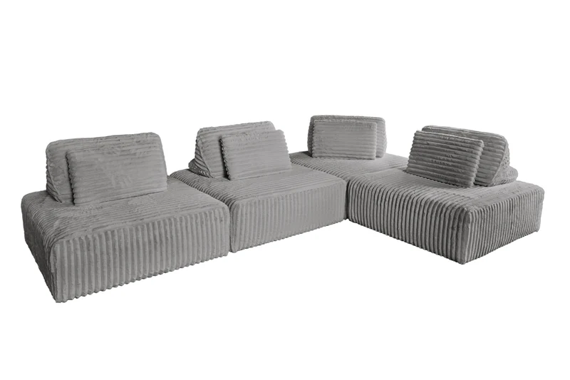 KAWOLA Modulsofa WIOLO SOFT 4 Module 4 Rückenkissen Weicher Breitcord grau
