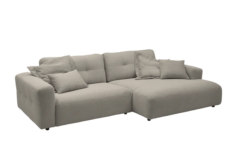 KAWOLA Sofa MIKA Ecksofa Cord steingrau