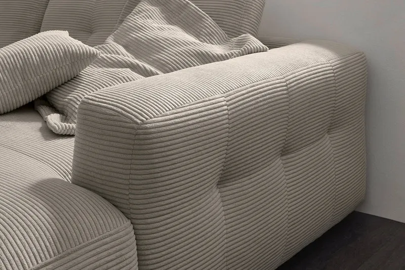 KAWOLA Sofa MIKA Ecksofa Cord steingrau