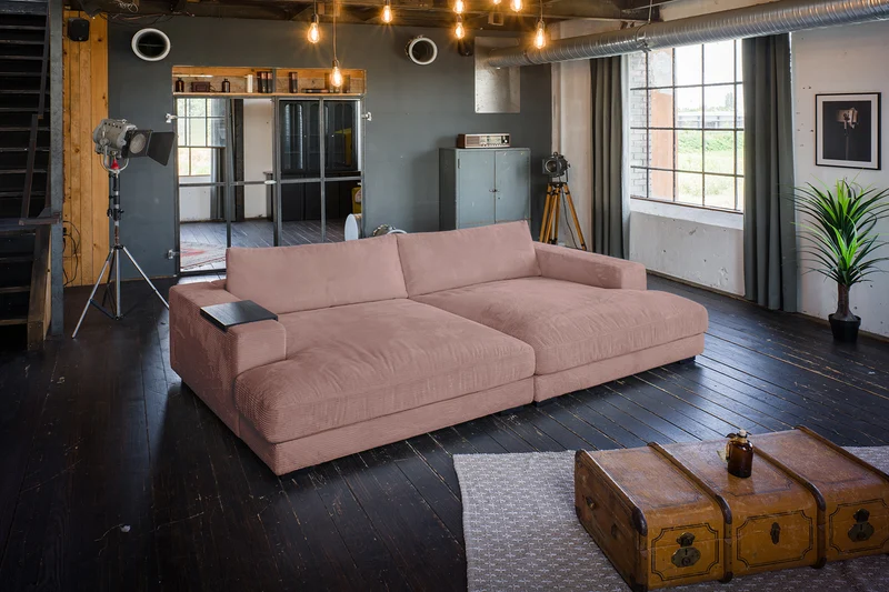 KAWOLA Big Sofa MADELINE Cord rosa