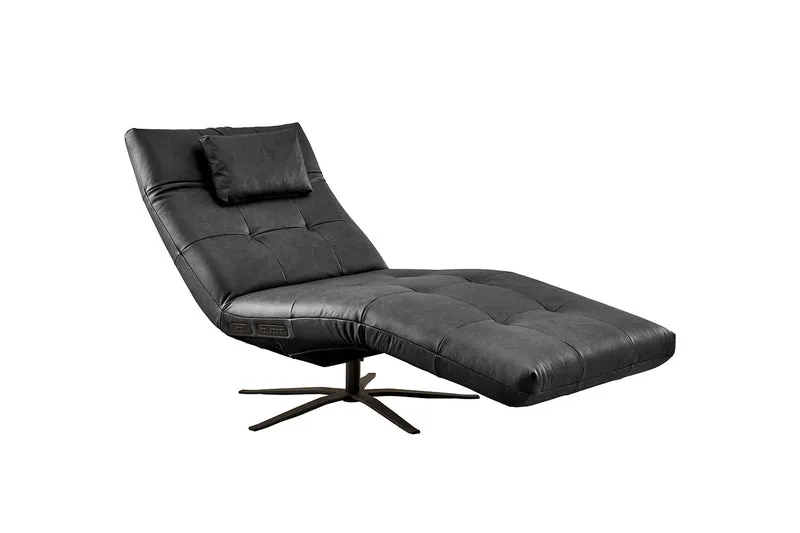 KAWOLA Relaxliege LETICIA motorisch Leder schwarz