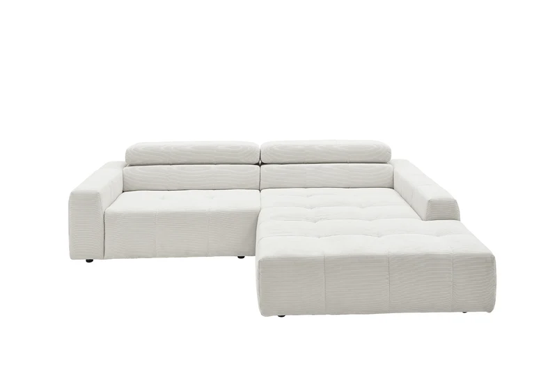 KAWOLA Sofa RENO Ecksofa Feincord weiß