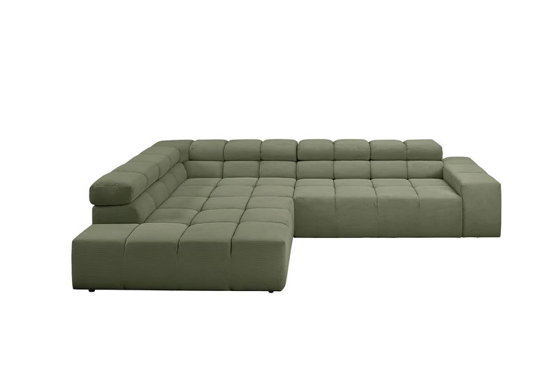 KAWOLA Sofa NEVADA Ecksofa Feincord olivgrün