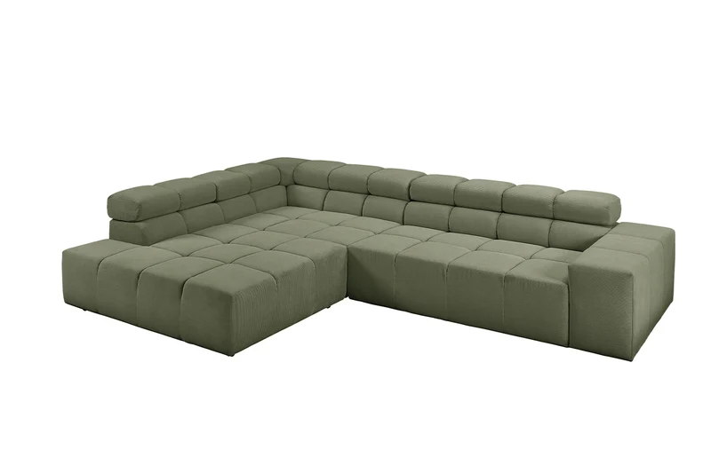 KAWOLA Sofa NEVADA Ecksofa Feincord olivgrün