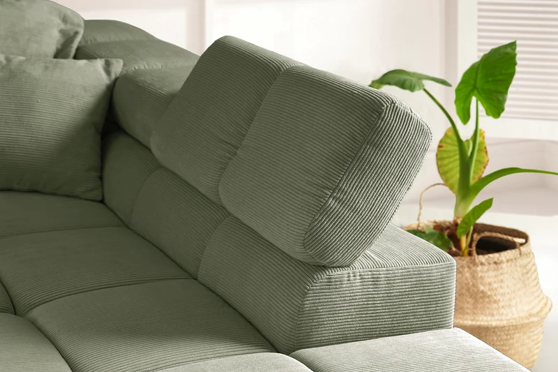 KAWOLA Sofa NEVADA Ecksofa Feincord olivgrün