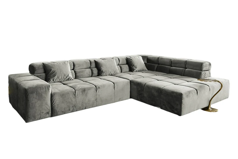 KAWOLA Sofa NEVADA Ecksofa Velvet silber