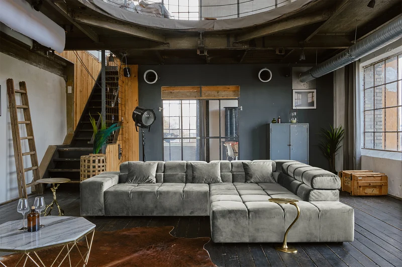 KAWOLA Sofa NEVADA Ecksofa Velvet silber