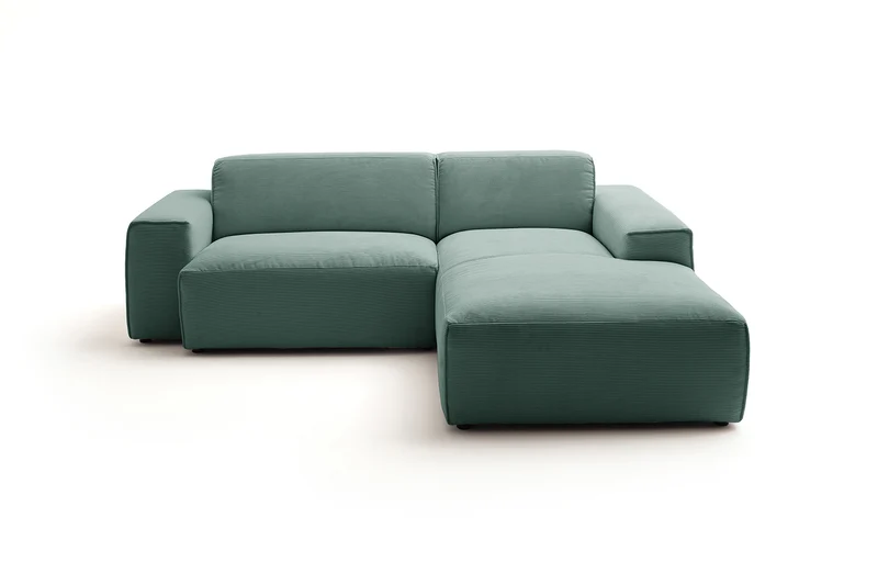 KAWOLA Sofa RANI Ecksofa Feincord grün