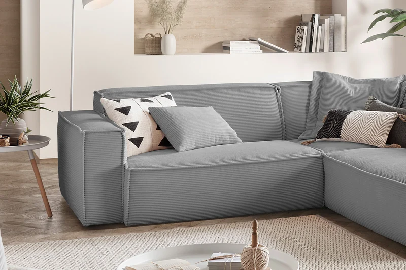 KAWOLA Sofa SAMU Ecksofa Cord grau