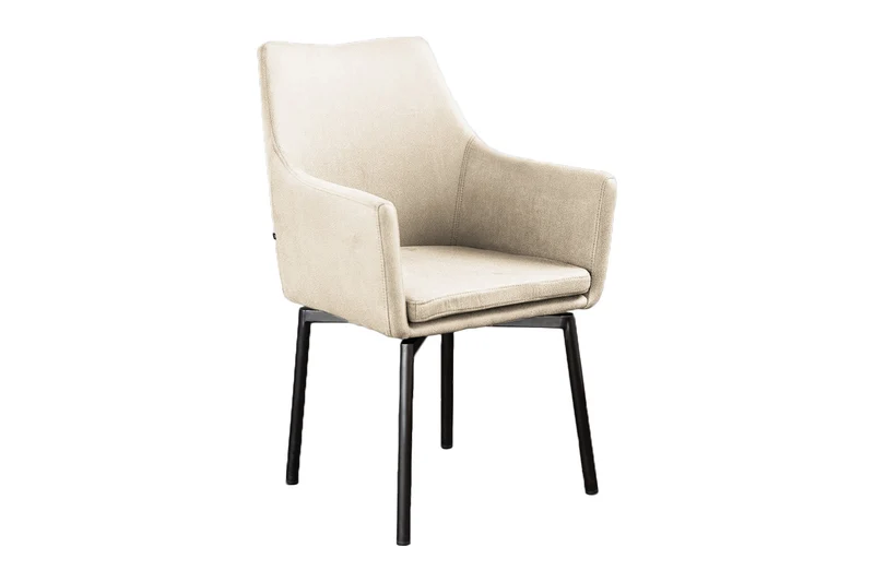 Stuhl Cali Sessel Microfaser Esszimmerstuhl creme Füße matt-schwarz