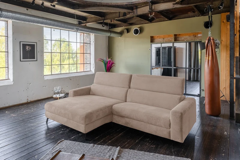 KAWOLA Sofa LAISKA Ecksofa Cord taupe