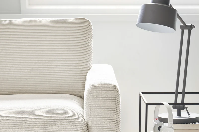 KAWOLA Ecksofa CARA Sofa Cord cremeweiß