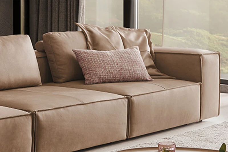 KAWOLA Sofa CARMO 4-Sitzer Leder taupe