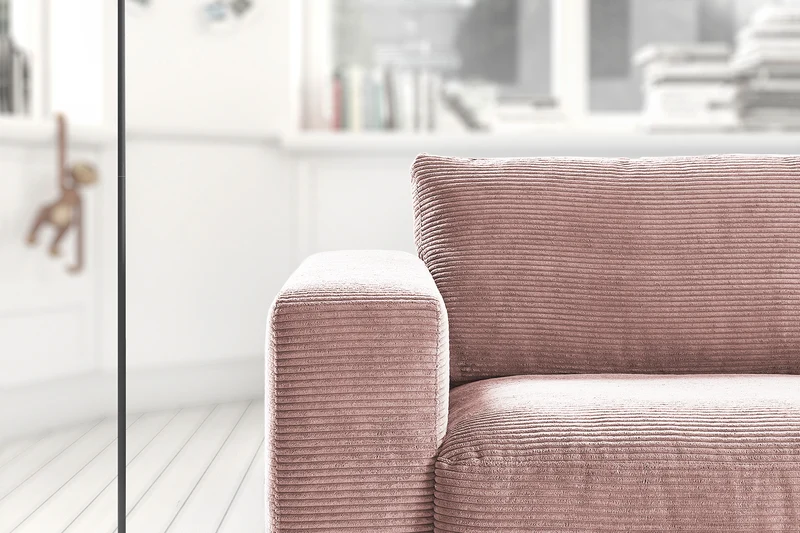 KAWOLA Sofa MADELINE 2-Sitzer Cord rosa