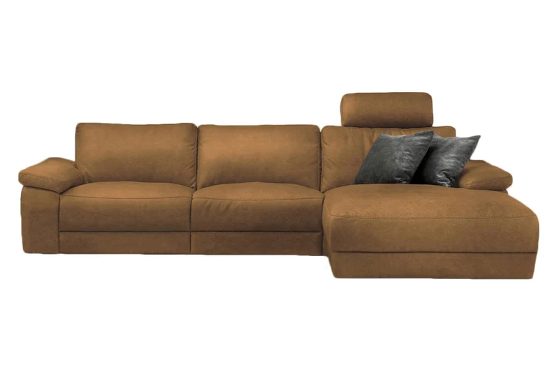 KAWOLA Sofa LOLA Ecksofa Leder cognac mit motorischer Relaxfunktion