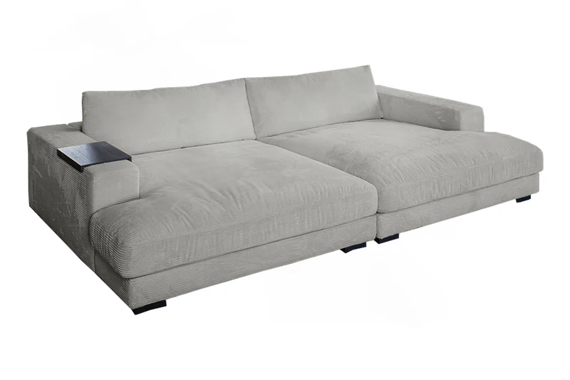 KAWOLA Big Sofa MADELINE Cord hellgrau