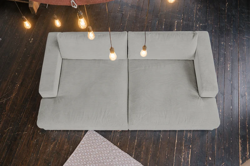 KAWOLA Big Sofa MADELINE Cord hellgrau