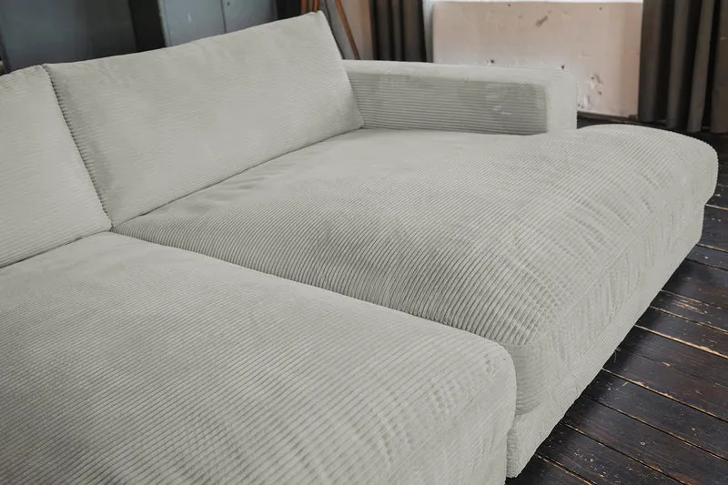 KAWOLA Big Sofa MADELINE Cord hellgrau