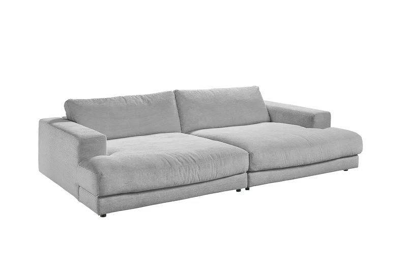KAWOLA Big Sofa MADELINE Cord hellgrau