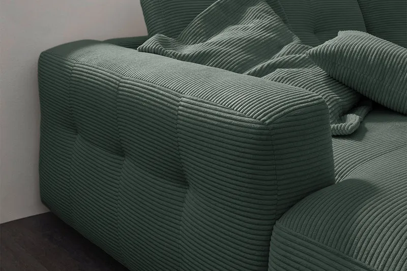 KAWOLA Sofa MIKA Ecksofa Cord smaragd