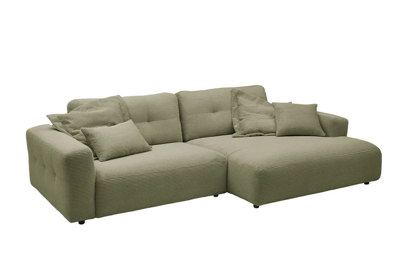 KAWOLA Sofa MIKA Ecksofa Cord olivgrün