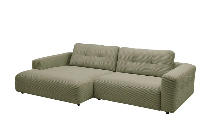 KAWOLA Sofa MIKA Ecksofa Cord olivgrün