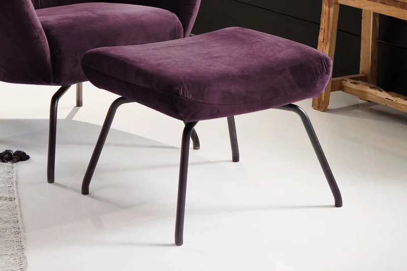 KAWOLA Hocker LOTTE Polsterhocker velvet purple