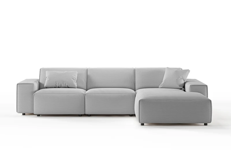 KAWOLA Sofa RANI Ecksofa Cord hellgrau