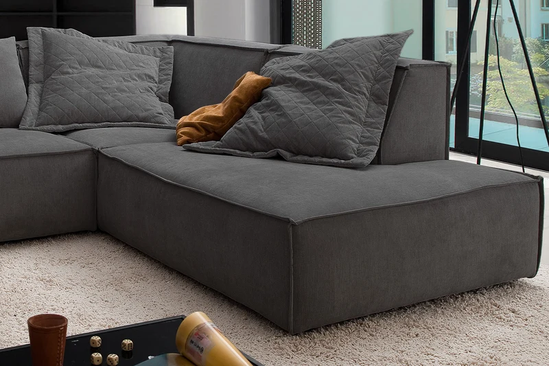 KAWOLA Sofa SAMU Ecksofa Stoff anthrazit