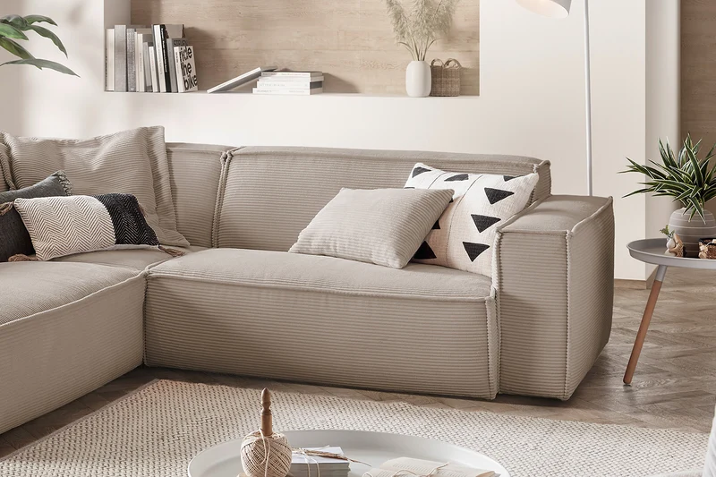 KAWOLA Sofa SAMU Ecksofa Cord taupe