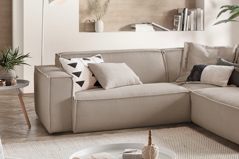 KAWOLA Sofa SAMU Ecksofa Cord taupe