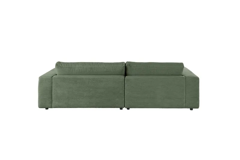 KAWOLA Sofa MADELINE Ecksofa mit Longchair Cord olivgrün