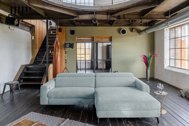 KAWOLA Sofa LAISKA Ecksofa Cord hellblau