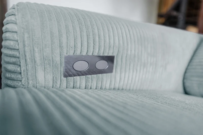 KAWOLA Sofa LAISKA Ecksofa Cord hellblau