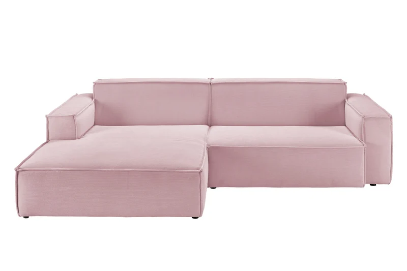 KAWOLA Sofa SAMU Ecksofa Feincord rosa