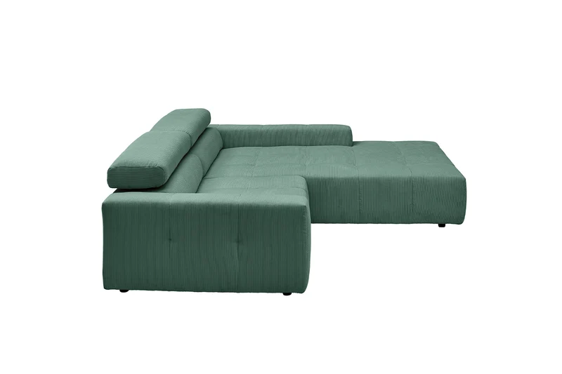 KAWOLA Sofa RENO Ecksofa Feincord grün